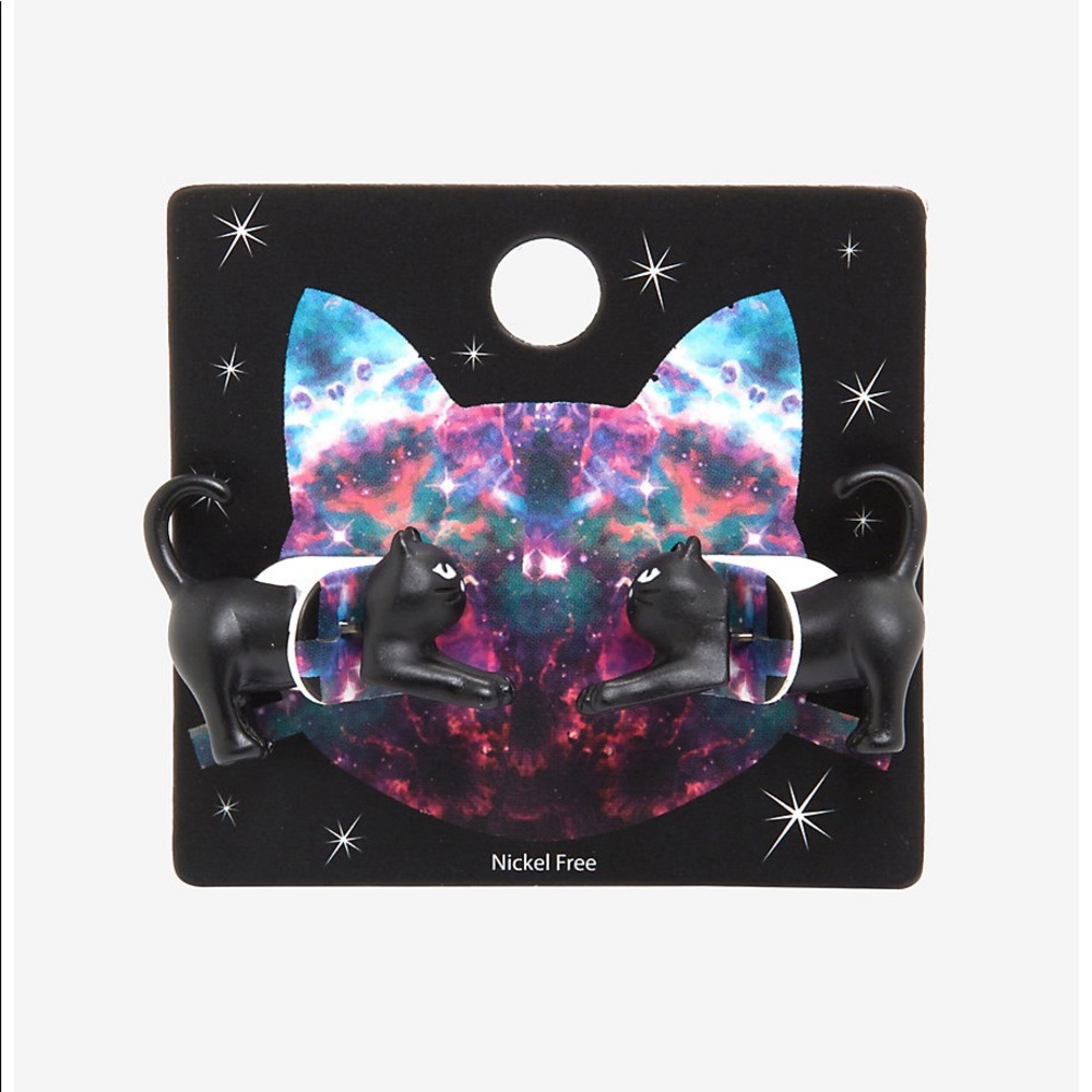 Black Cat Faux Tunnel Earrings NWT Hot Topic Christmas gift Present